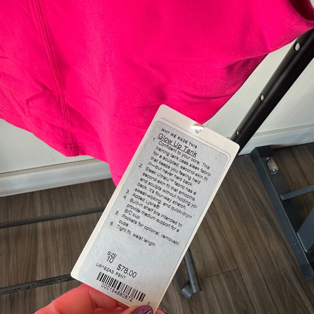 NWT Lululemon Glow Up Tank, Hot Pink - Picture 6 of 7